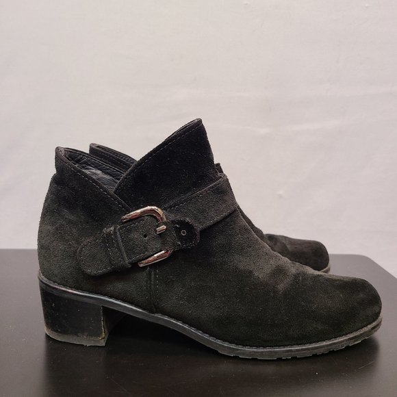 Stuart Weitzman Shoes - Stuart Weitzman Boots Black Leather Womens 8.5 Ankle Bootie Suede